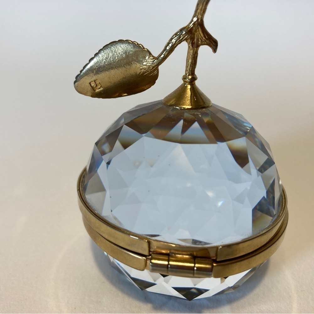 Genuine Swarovski Crystal Apple Mirror w/ Gold Leaf Signed Opens - Picture 4 of 8